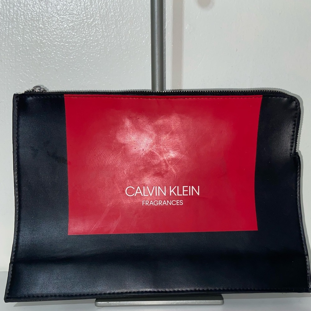 Calvin Klein Fragrances Cosmetic Pouch Makeup Bag Black Red Promo Carry Pouch